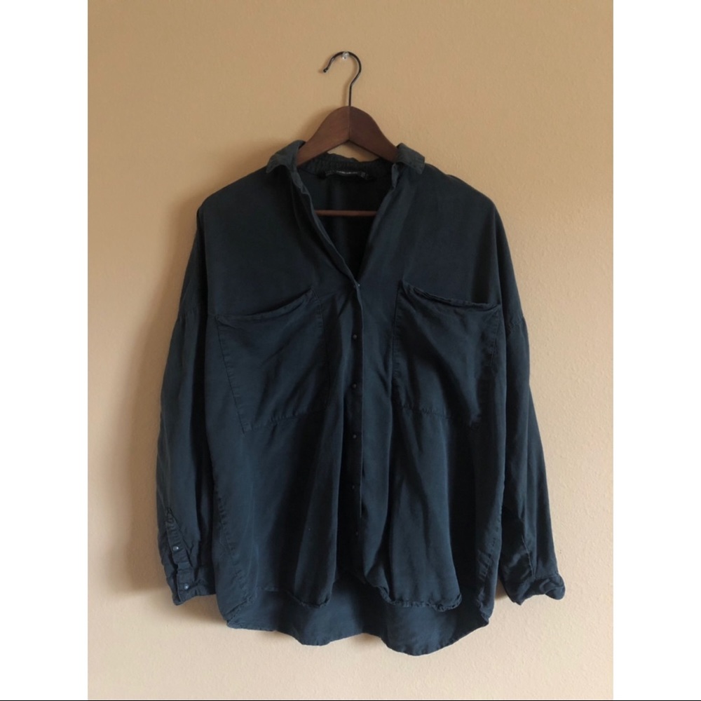 Zara Oversized Dark Grey Button Up